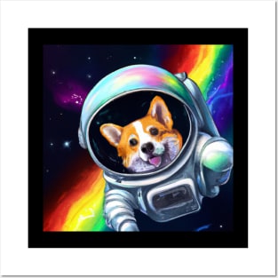 Floating Astronaut Corgi Posters and Art